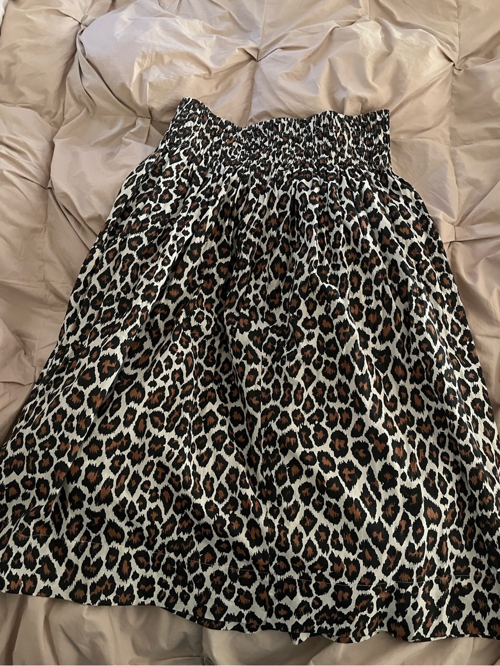 The Great Leopard Print Smocked Waist Viola Skirt - Brown/Black